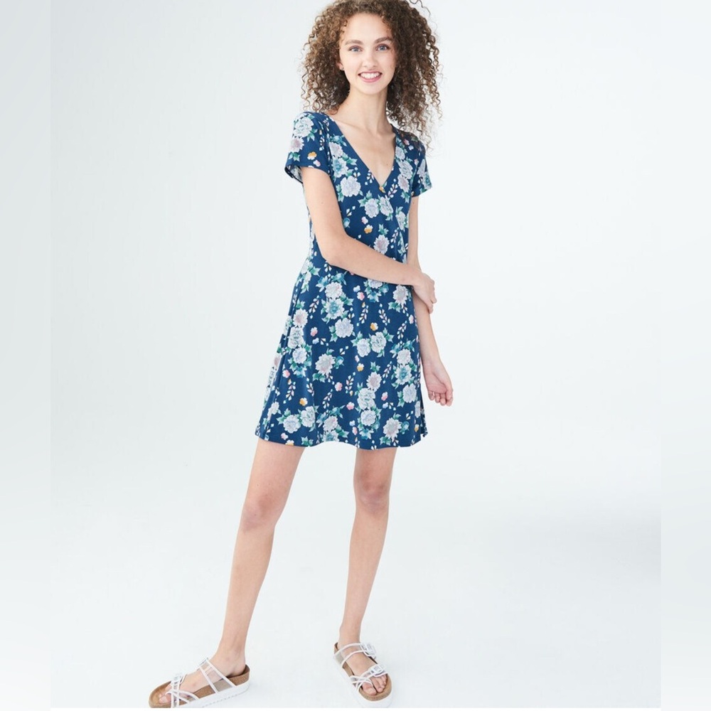 Aeropostale Navy Floral Midi Dress